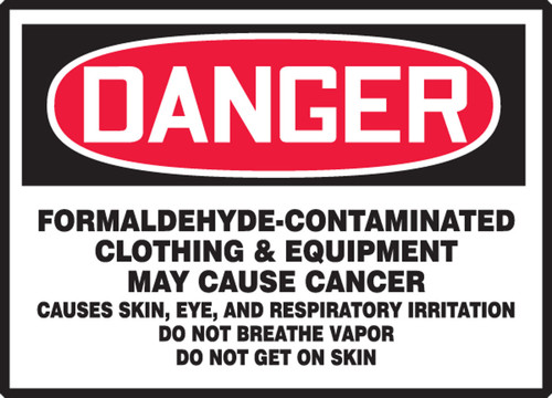 OSHA Danger Safety Label: Formaldehyde-Contaminated Clothing & Equipment May Cause Cancer 3 1/2" x 5" Adhesive Vinyl 5/Pack - LCAW115VSP