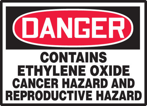 OSHA Danger Safety Label: Contains Ethylene Oxide - Cancer Hazard And Reproductive Hazard 3 1/2" x 5" Adhesive Dura Vinyl 1/Each - LCAW125XVE