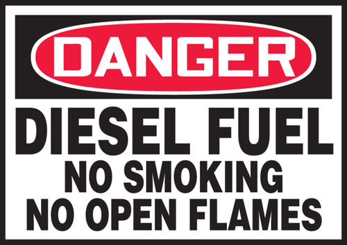 OSHA Danger Safety Label: Diesel Fuel No Smoking No Open Flames 3 1/2" x 5" - LCHL018VSP