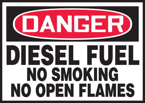 OSHA Danger Safety Label: Diesel Fuel No Smoking No Open Flames 3 1/2" x 5" - LCHL018XVE