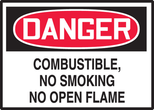 OSHA Danger Safety Label: Combustible, No Smoking No Open Flame 3 1/2" x 5" - LCHL148XVE