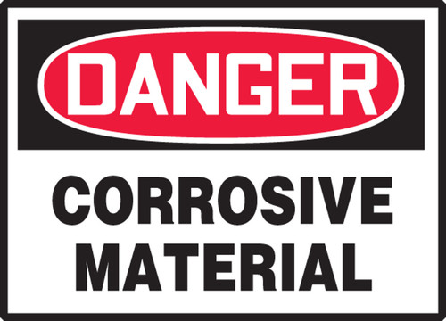 OSHA Danger Safety Label: Corrosive Material 3 1/2" x 5" Adhesive Dura Vinyl 1/Each - LCHL150XVE