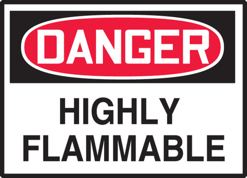 OSHA Danger Safety Label: Highly Flammable 3 1/2" x 5" Adhesive Dura Vinyl 1/Each - LCHL158XVE