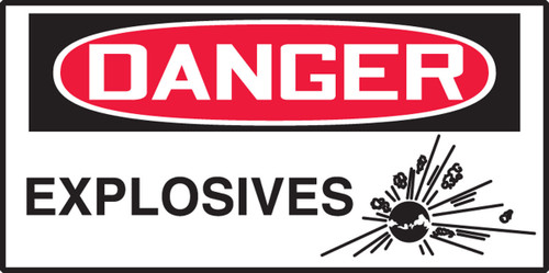 OSHA Danger Safety Label: Explosives 1 1/2" x 3" Adhesive Dura Vinyl 1/Each - LCHL173XVE