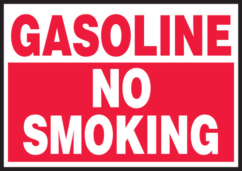 Safety Label: Gasoline - No Smoking 3 1/2" x 5" Adhesive Dura Vinyl 1/Each - LCHL502XVE