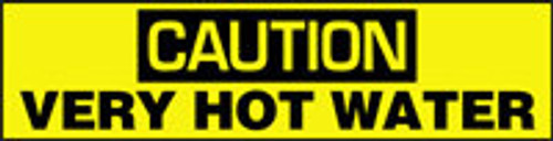 Safety Label: Caution - Very Hot Water 4" x 12" Adhesive Dura-Vinyl 1/Each - LCHL691