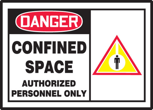 OSHA Danger Safety Label: Confined Space - Authorized Personnel Only 3 1/2" x 5" - LCSP001XVE