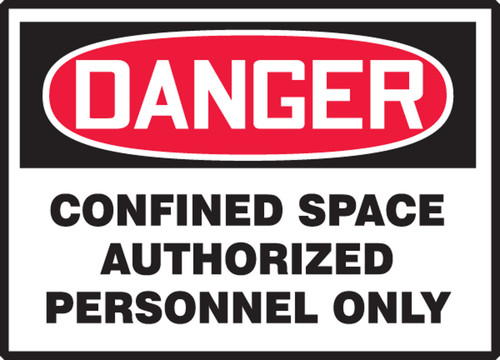 OSHA Danger Safety Labels: Confined Space - Authorized Personnel Only 3 1/2" x 5" - LCSP240XVE