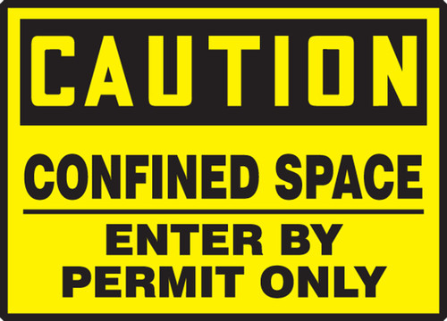 OSHA Caution Safety Labels: Confined Space - Enter By Permit Only 3 1/2" x 5" Adhesive Dura Vinyl 1/Each - LCSP606XVE