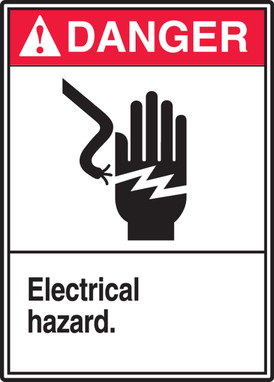 ANSI Danger Safety Label: Electrical Hazard Hand Graphic 5" x 3 1/2" Adhesive Vinyl 5/Pack - LELC107VSP