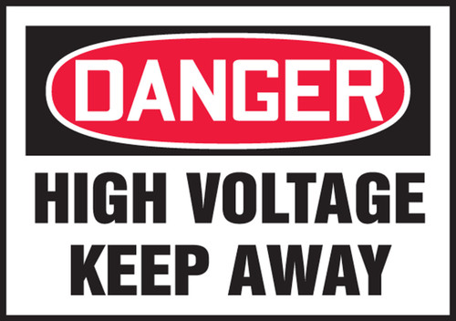OSHA Danger Safety Label: High Voltage - Keep Away 5" x 7" Adhesive Dura Vinyl 1/Each - LELC114XVE