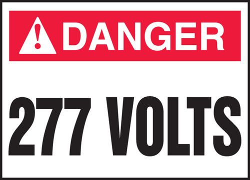 ANSI Danger Electrical Safety Label: 277 Volts 2 1/2" x 3 1/2" Adhesive Vinyl 5/Pack - LELC173VSP