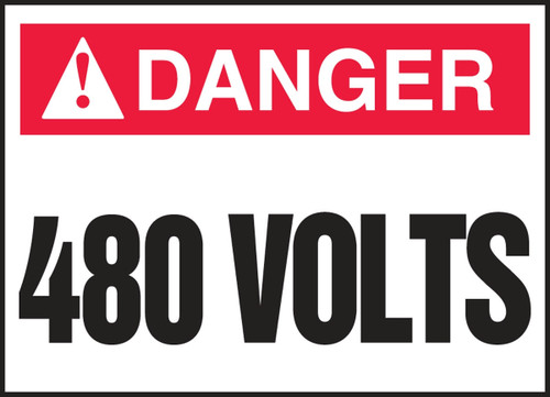ANSI ISO Danger Safety Label: 480 Volts 3 1/2" x 5" - LELC220XVE