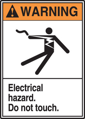 ANSI Warning Safety Label: Electrical Hazard - Do Not Touch. 5" x 3 1/2" Adhesive Vinyl 5/Pack - LELC306VSP