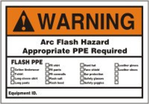 ARC FLASH LABELS 3 1/2" x 5" Adhesive Dura-Vinyl 1/Each - LELC390