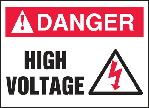 ANSI Danger Electrical Safety Label: High Voltage 2 1/2" x 3 1/2" Adhesive Dura Vinyl 1/Each - LELC543XVE