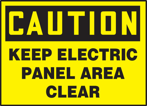 OSHA Caution Safety Labels: Keep Electric Panel Area Clear 3 1/2" x 5" Adhesive Dura Vinyl 1/Each - LELC613XVE