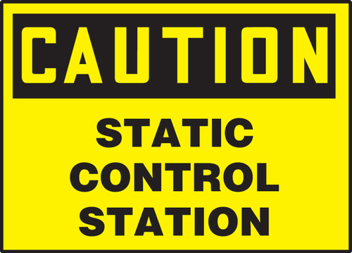 OSHA Caution Safety Label: Static Control Station 3 1/2" x 5" Adhesive Vinyl 5/Pack - LELC625VSP