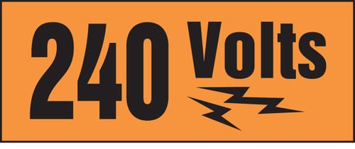 Voltage Marker With Graphic: 240 Volts 2" x 5" Adhesive Dura-Vinyl - LELC960