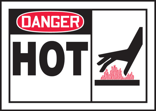 OSHA Danger Safety Label: Hot 3 1/2" x 5" - LEQM015VSP