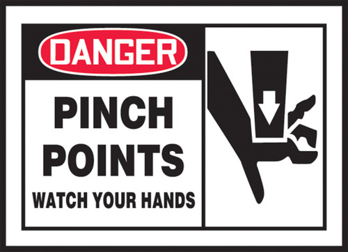 OSHA Danger Safety Label: Pinch Points - Watch Your Hands 3 1/2" x 5" / - LEQM017XVE