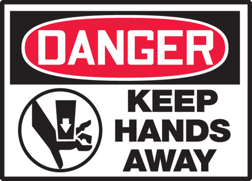 OSHA Danger Safety Label: Keep Hands Away 3 1/2" x 5" Adhesive Dura Vinyl 1/Each - LEQM131XVE