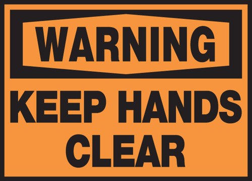 OSHA Safety Warning Label: Keep Hands Clear 3 1/2" x 5" Adhesive Dura Vinyl 1/Each - LEQM312XVE