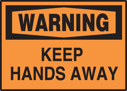 OSHA Warning Safety Label: Keep Hands Away 3 1/2" x 5" Adhesive Dura Vinyl 1/Each - LEQM313XVE