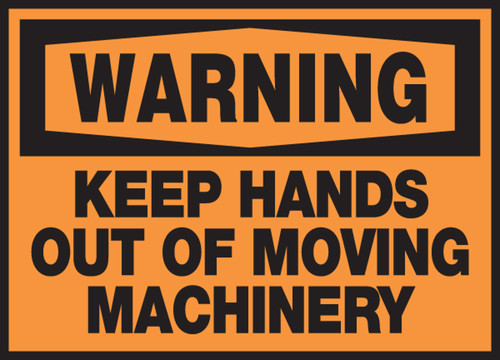 OSHA Warning Safety Label: Keep Hands Out Of Moving Machinery 3 1/2" x 5" Adhesive Vinyl 5/Pack - LEQM321VSP