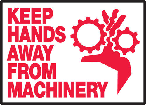 Safety Label: Keep Hands Away From Machinery 3 1/2" x 5" Adhesive Vinyl 5/Pack - LEQM518VSP