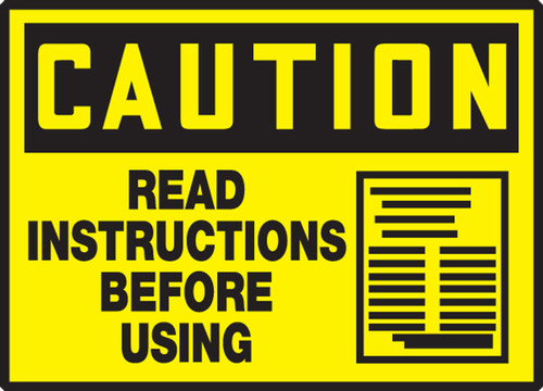 OSHA Caution Safety Label: Read Instructions Before Using 3 1/2" x 5" Adhesive Vinyl 5/Pack - LEQM643VSP