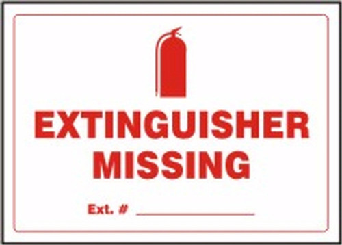 Safety Labels: Extinguisher Missing - Ext. # 3 1/2" x 5" Adhesive Dura Vinyl 1/Each - LFXG471XVE