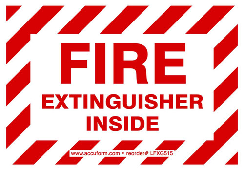 Fire Extinguisher Label: Fire Extinguisher Inside (Striped Red On White) 3 1/2" x 5" - LFXG515XVE