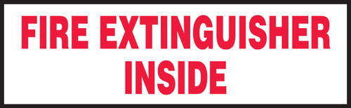 Fire Extinguisher Label: Fire Extinguisher Inside (Two-Line Red On White) 3" x 10" Adhesive Dura Vinyl 1/Each - LFXG565XVE