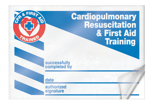 Safety Label: Cardiopulmonary Resuscitation and First Aid Training Successfully Completed By - Date - Authorized Signature 2 1/8" x 3 3/8" Self-Laminating RP-Plastic 25/Pack - LKC226LPP