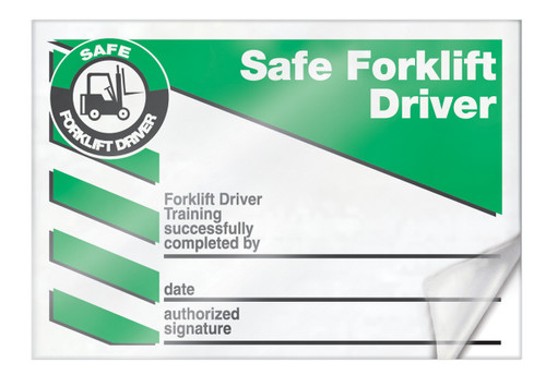 Safety Label: Safe Forklift Driver 2 1/8" x 3 3/8" Self-Laminating RP-Plastic 25/Pack - LKC232LPP