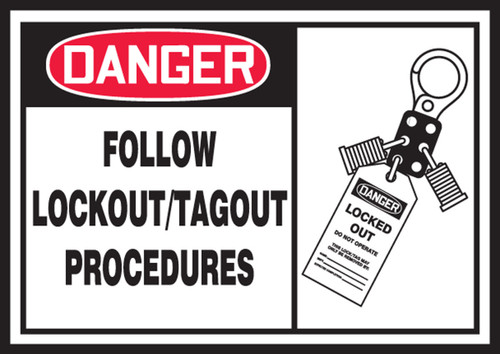 OSHA Danger Lockout/Tagout Label: Follow Lockout/Tagout Procedures 3 1/2" x 5" - LLKT003XVE