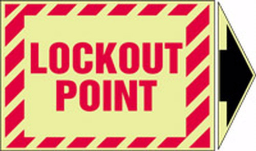 Lockout/Tagout Label: Lockout Point (With Arrow) 3 1/2" x 5" + arrow - LLKT530XVE