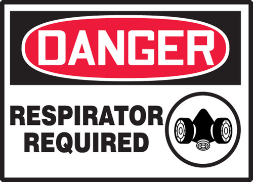 OSHA Danger Safety Label: Respirator Required 3 1/2" x 5" Adhesive Vinyl 5/Pack - LPPE118VSP