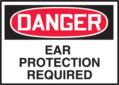 OSHA Danger Safety Label: Ear Protection Required 3 1/2" x 5" - LPPE296XVE