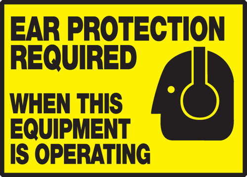 Safety Label: Ear Protection Required When This Equipment is Operating 3 1/2" x 5" Adhesive Vinyl 5/Pack - LPPE508VSP