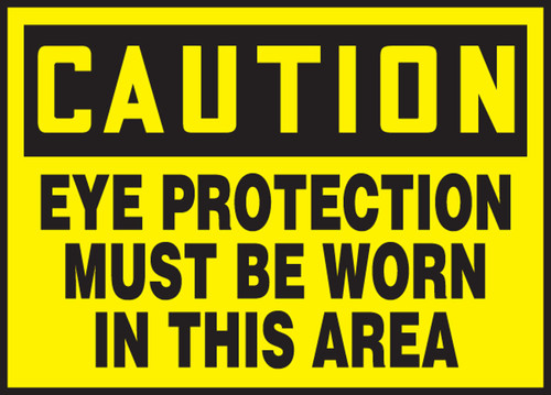 OSHA Caution Safety Label: Eye Protection Must Be Worn In This Area 3 1/2" x 5" Adhesive Vinyl 5/Pack - LPPE604VSP
