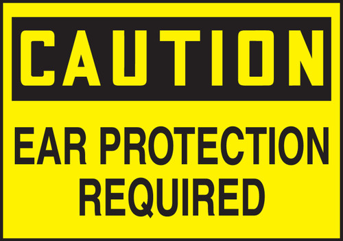 OSHA Caution Safety Label: Ear Protection Required 3 1/2" x 5" - LPPE606XVE