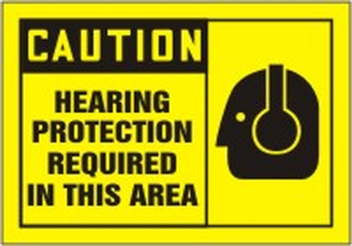 OSHA Caution Safety Label: Hearing Protection Required In This Area 3 1/2" x 5" - LPPE625XVE