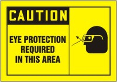 OSHA Caution Safety Label: Eye Protection Required in This Area 3 1/2" x 5" Adhesive Vinyl 5/Pack - LPPE627VSP