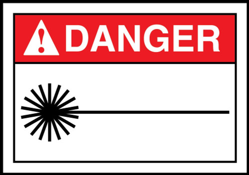 ANSI Danger Safety Label: (Laser Graphic) 3 1/2" x 5" Adhesive Vinyl 5/Pack - LRAD010VSP