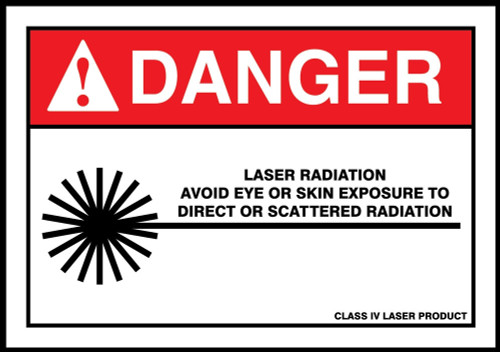 ANSI Danger Safety Label: Laser Radiation - Avoid Eye Or Skin Exposure To Direct Or Scattered Radiation 3 1/2" x 5" Adhesive Dura Vinyl 1/Each - LRAD014XVE