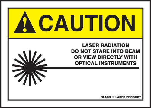 ANSI Caution Safety Label: Laser Radiation - Do Not Stare Into Beam Or View Directly With Optical Instruments 3 1/2" x 5" - LRAD042XVE