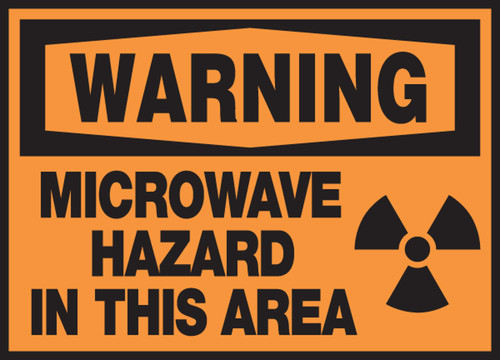 OSHA Warning Safety Label: Microwave Hazard In This Area 3 1/2" x 5" Adhesive Dura Vinyl 1/Each - LRAD307XVE
