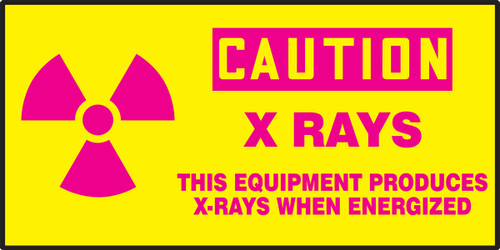 OSHA Caution Safety Label: X Rays - This Equipment Produces X-Rays When Energized 3" x 7" Adhesive Vinyl 5/Pack - LRAD604VSP